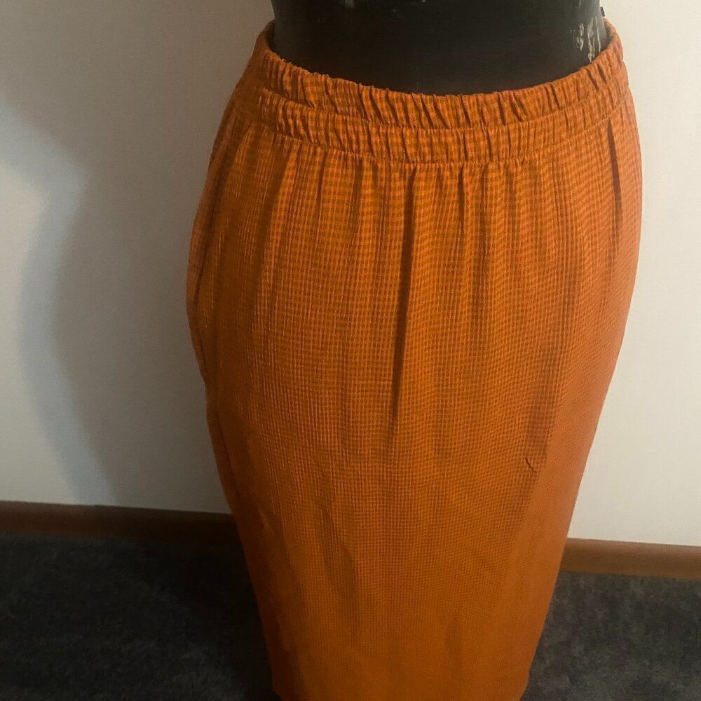 Ebony E Style Spiegel Plaid Orange/Green 3 button front skirt set, size 18 - Picture 6 of 6